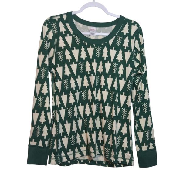 Hanna Andersson Winter Green Tree Pattern Long Sleeve Shirt Organic Cotton Sz L - Picture 1 of 6